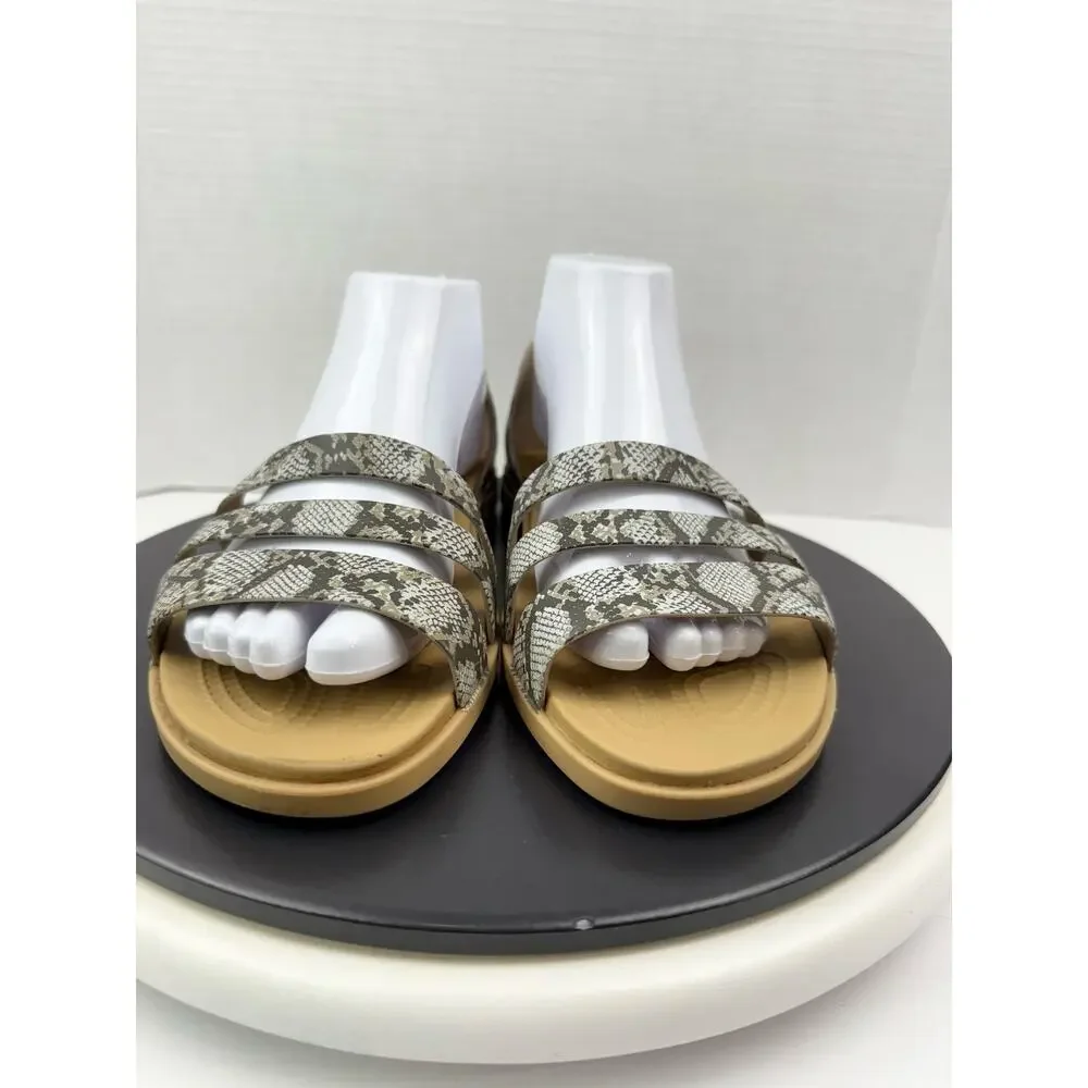 Crocs Tulum Iconic Comfort Women's Size 11 Snake Print Slip On Sandals‎ Slip On
